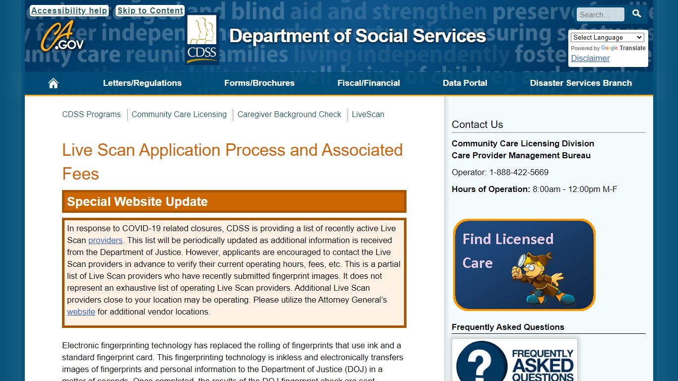 LiveScan - California Department of Social Services